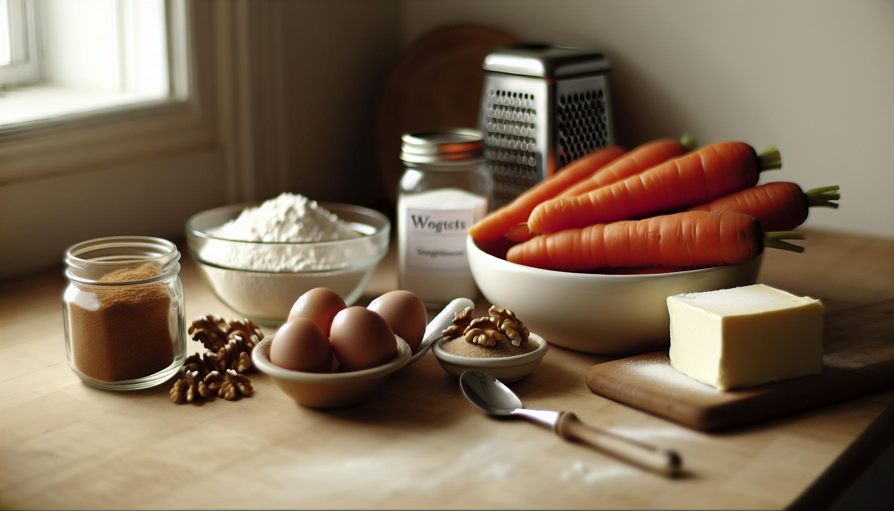 Klíčové ingredience pro šťavnatý mrkvový dort