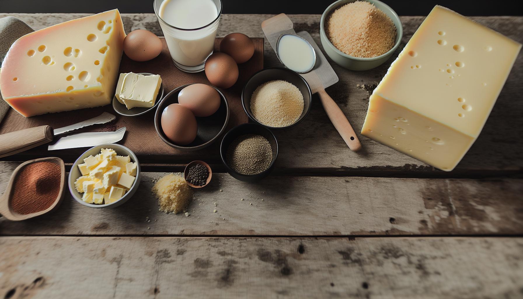 Základní ingredience pro zapečenou sýrovou misku